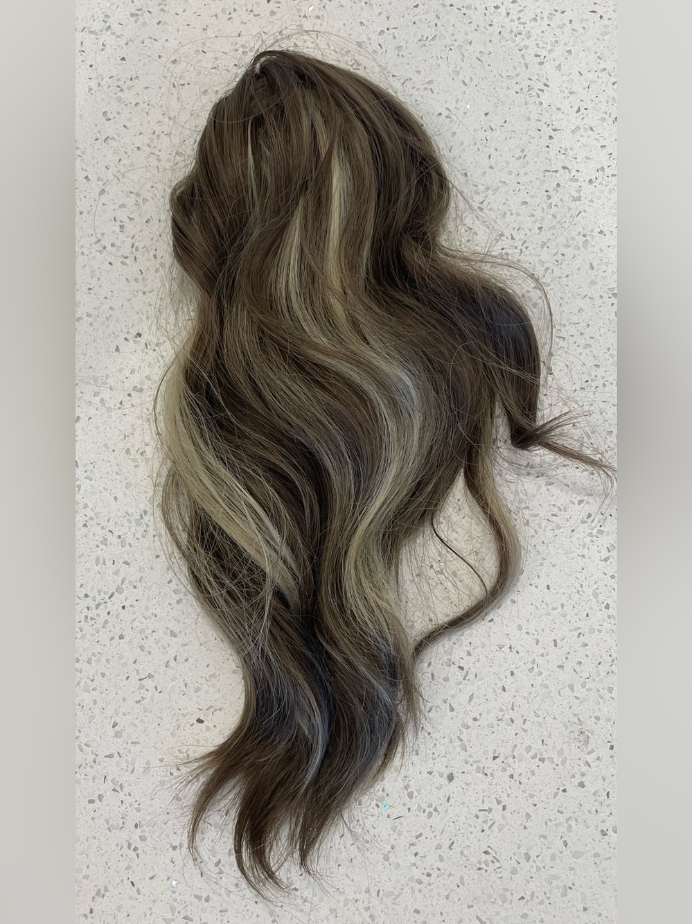 Medium Brown With Highlights Claw Clip Pony Tail  hairpiece 18”